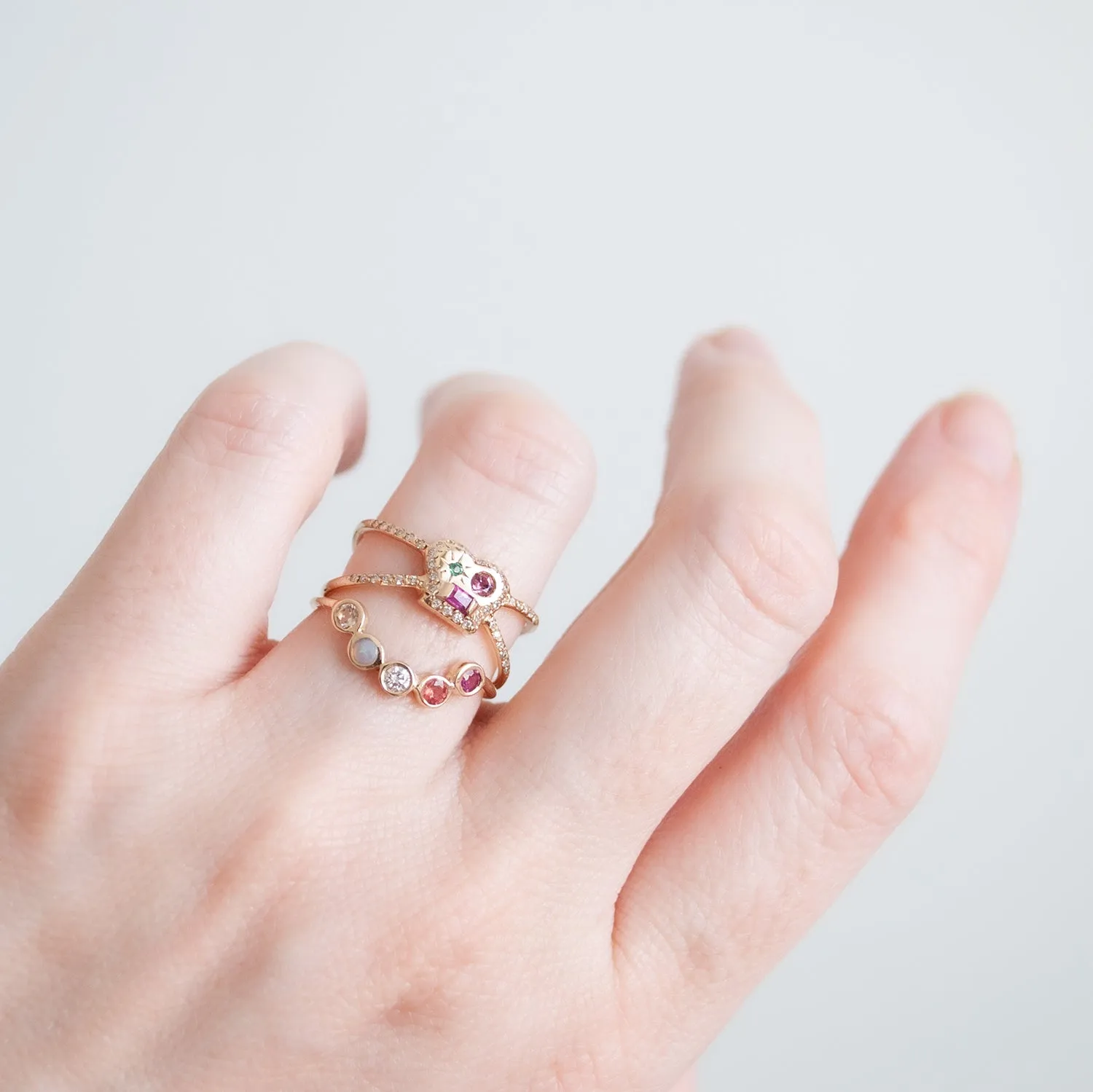 Mixed Gem Max Cage Ring