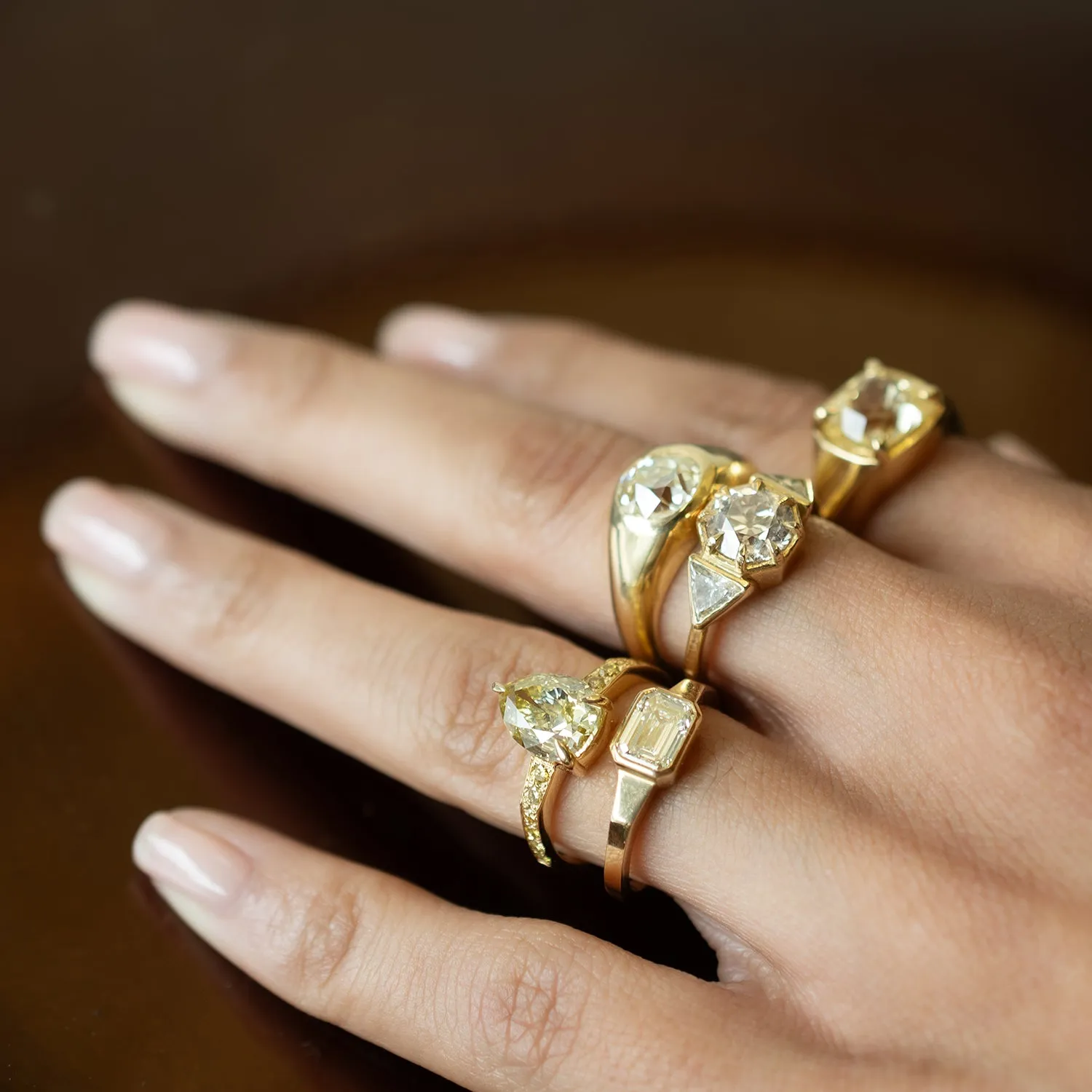 Moonbeam Diamond Signet Ring