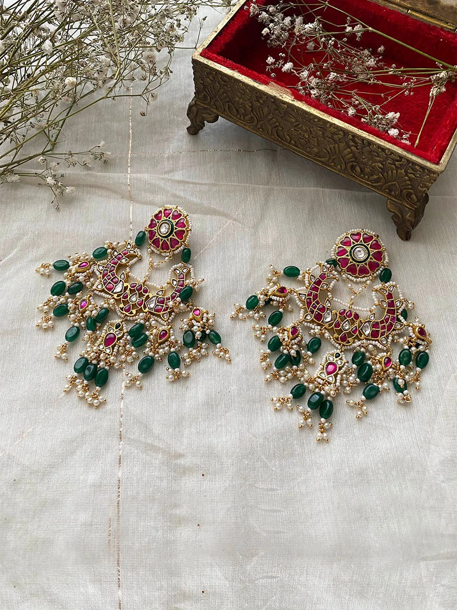 Multicolor Gold Plated Jadau Kundan Earrings - ME774YRA