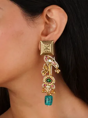 Multicolor Gold Plated Mishr Earrings - MR-E260M