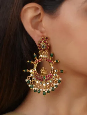 Multicolor Gold Plated Temple Earrings - TMPEAR61M