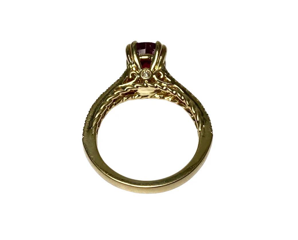No Heat Burma Ruby Round Ring 2.05 Cts