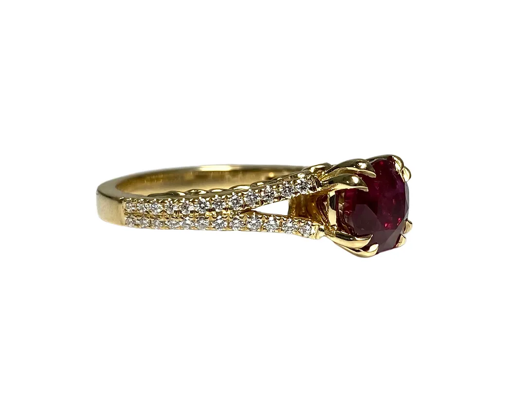 No Heat Burma Ruby Round Ring 2.05 Cts