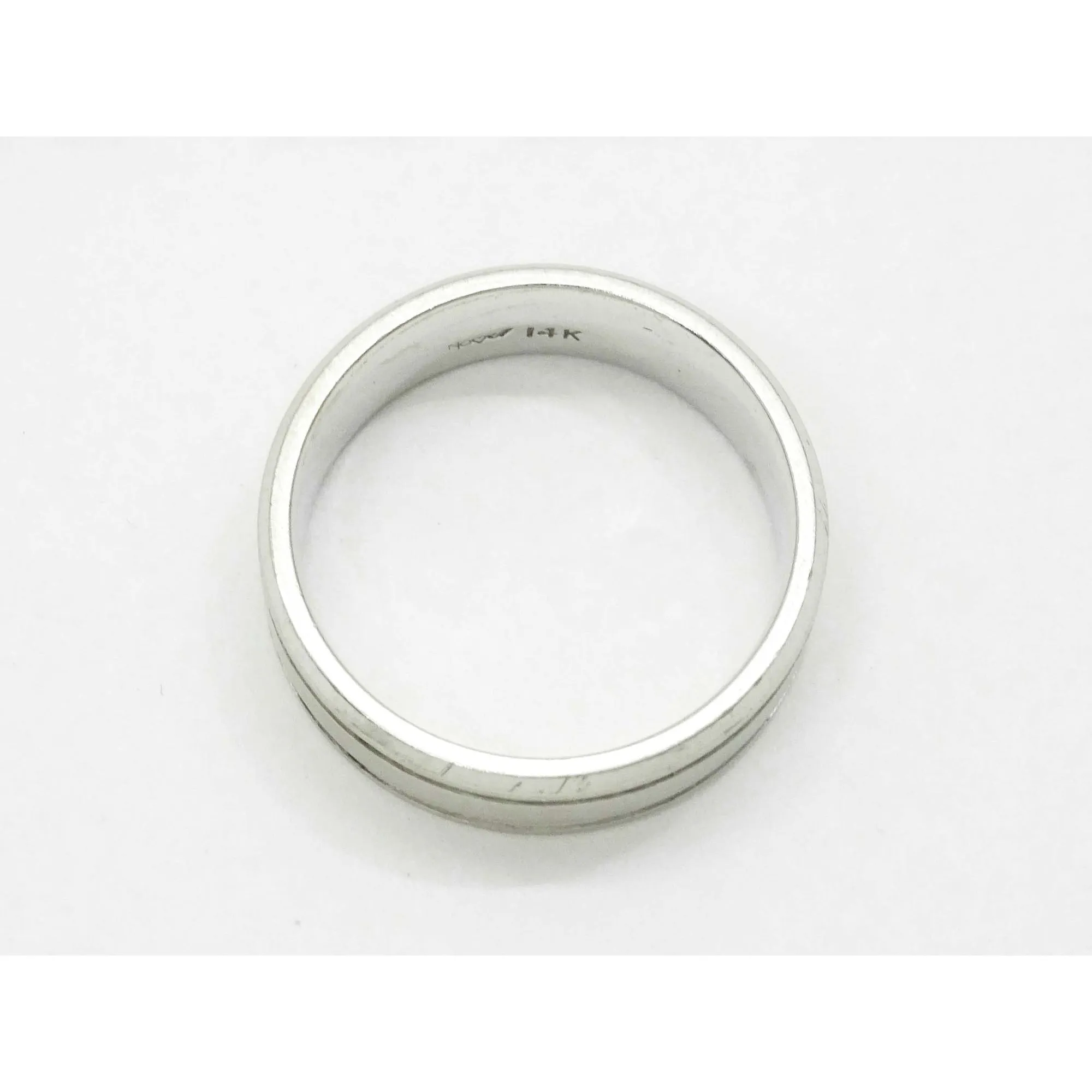 Novell Designer 6.5mm Wide Brushed Inlay Band Ring 14k White Gold Size 9.25