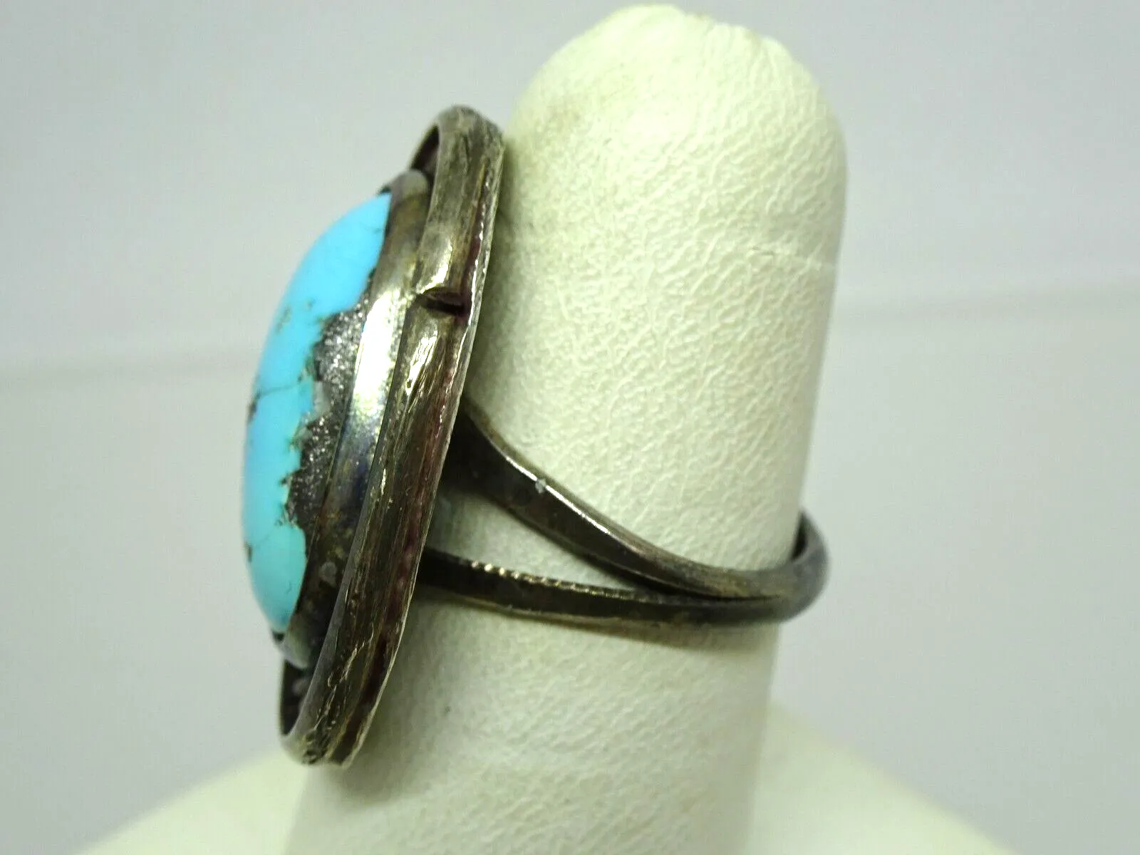 Old Pawn Navajo Native American Sterling Turquoise Ring, Size 6