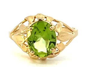 Oval Peridot Ring in 14k Yellow Gold