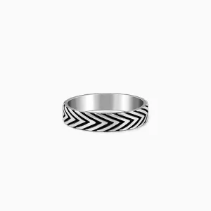Oxidised Silver Chevron Ring For Him