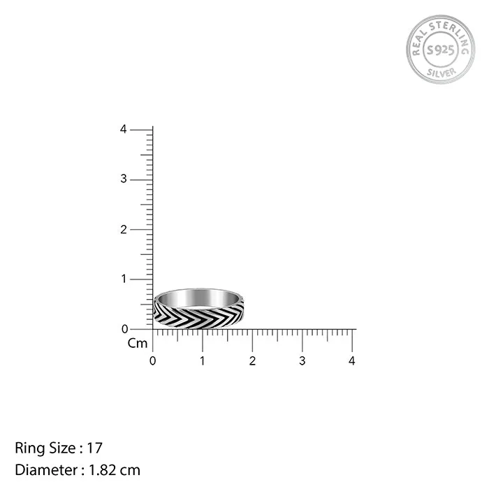Oxidised Silver Chevron Ring For Him