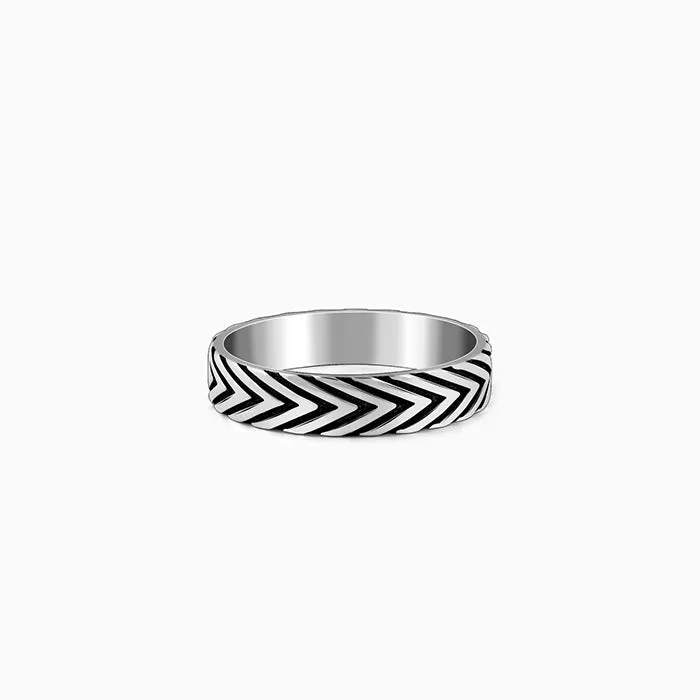 Oxidised Silver Chevron Ring For Him