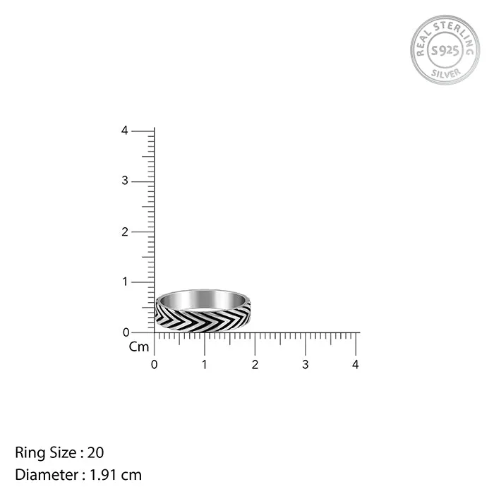 Oxidised Silver Chevron Ring For Him
