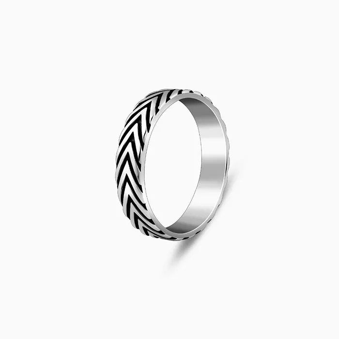 Oxidised Silver Chevron Ring For Him