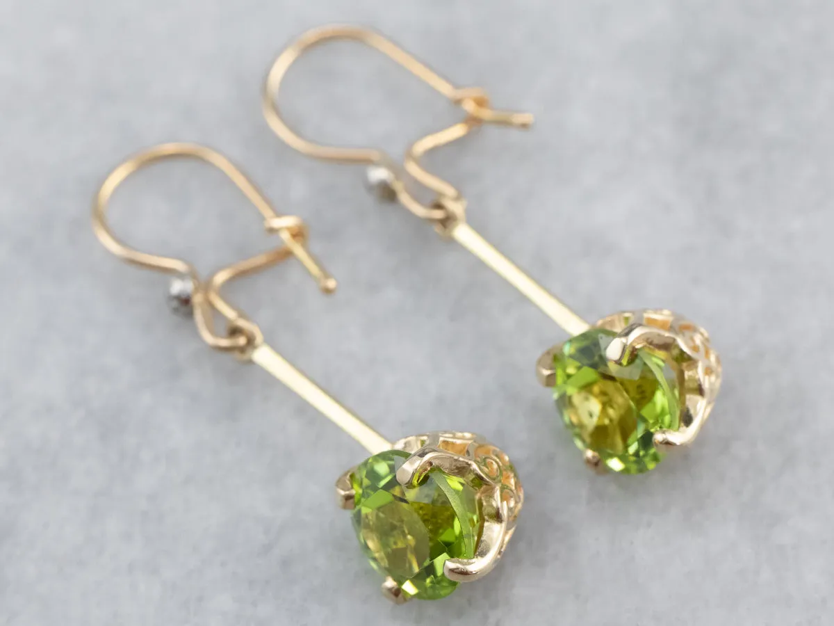 Peridot and Diamond Drop Earrings