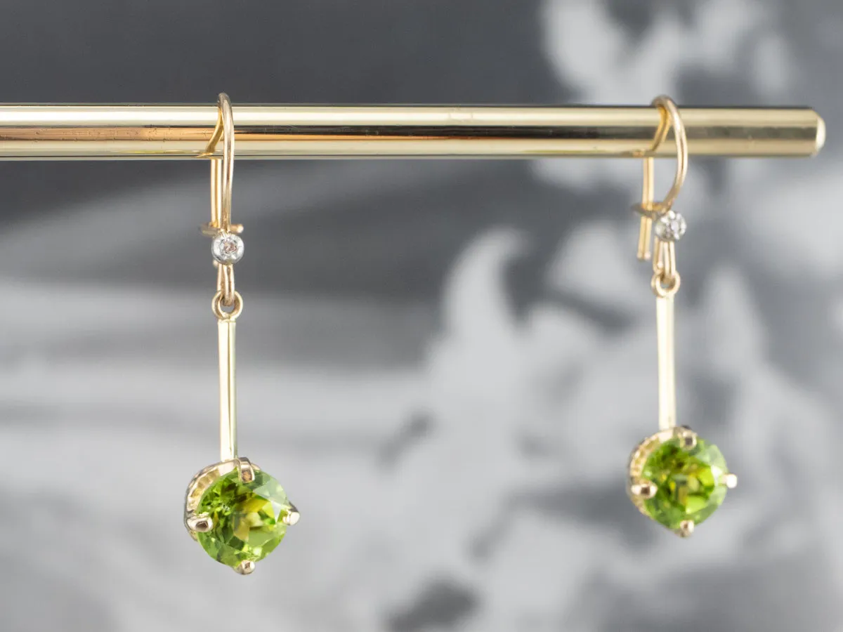 Peridot and Diamond Drop Earrings