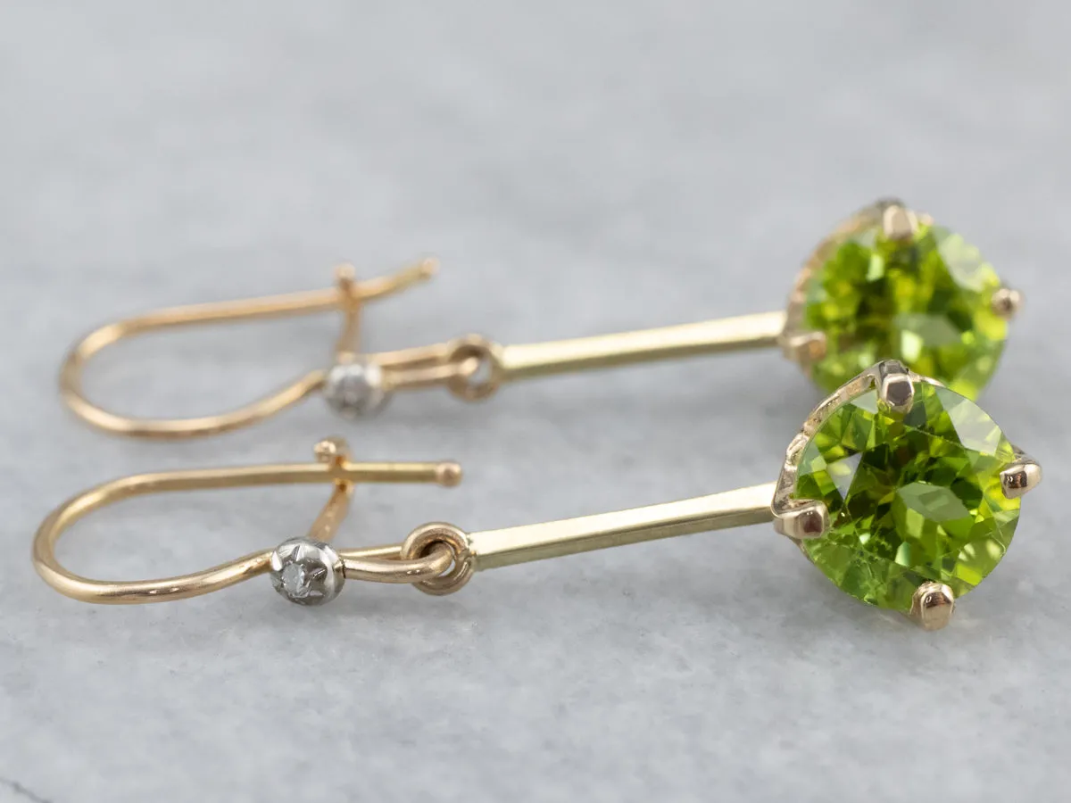 Peridot and Diamond Drop Earrings