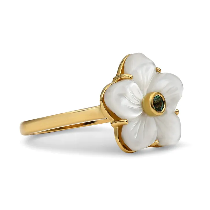 Petite Carved Alexandrite Flora Ring