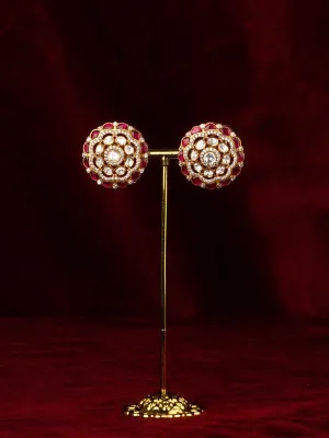 Pink Color Gold Plated Moissanite Earrings - MO-EAR54WP