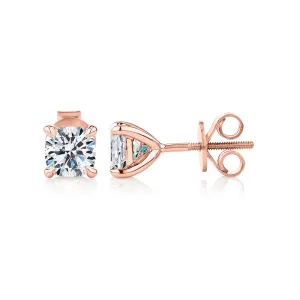 Premium Certified Lab-Grown Diamond, 1.40 carat TW cushion stud earrings in 14 carat rose gold