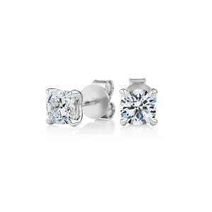 Premium Certified Lab-Grown Diamond, 1.40 carat TW cushion stud earrings in 14 carat white gold