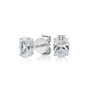 Premium Certified Lab-Grown Diamond, 1.40 carat TW oval stud earrings in 14 carat white gold