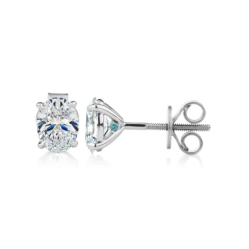 Premium Certified Lab-Grown Diamond, 1.40 carat TW oval stud earrings in 18 carat white gold