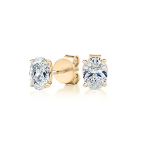 Premium Certified Lab-Grown Diamond, 1.40 carat TW oval stud earrings in 18 carat yellow gold