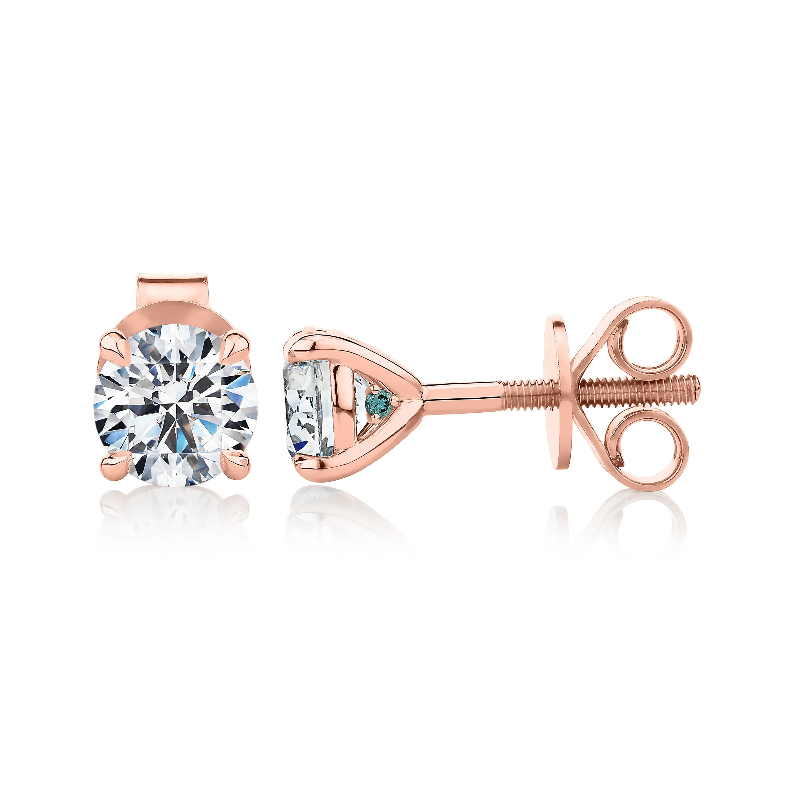 Premium Certified Lab-Grown Diamond, 1.40 carat TW round brilliant stud earrings in 14 carat rose gold