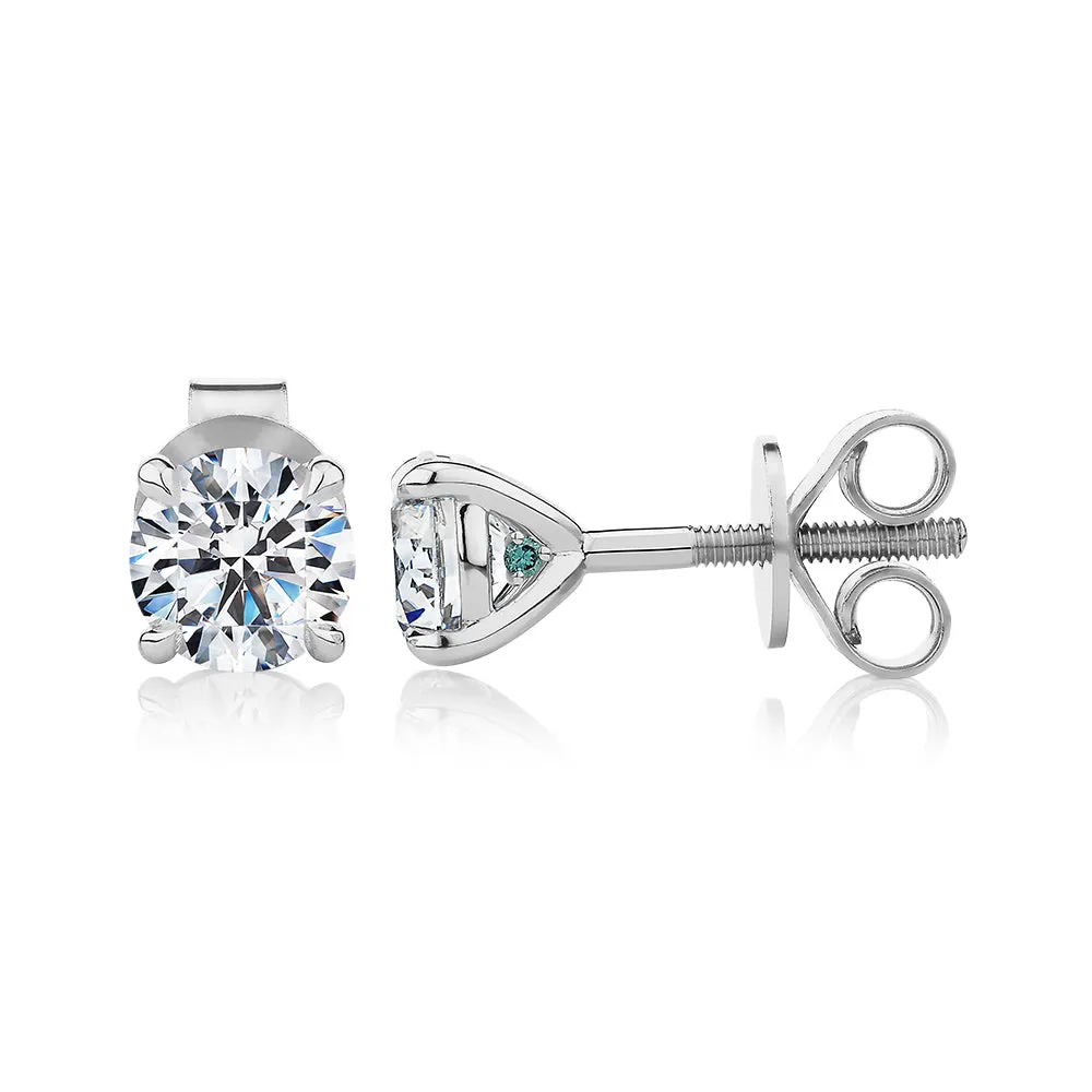 Premium Certified Lab-Grown Diamond, 1.40 carat TW round brilliant stud earrings in 18 carat white gold