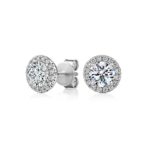 Premium Certified Lab-Grown Diamond, 1.67 carat TW round brilliant halo earrings in 14 carat white gold