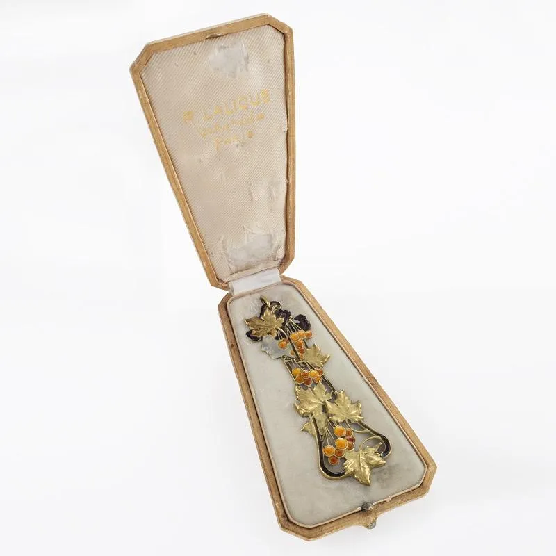 Ren?? Lalique ??Automne?? Gold and Basse-Taille Enamel Pendant