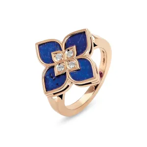 Roberto Coin Venetian Princess 18ct Rose Gold Diamond Lapis Lazuli Ring