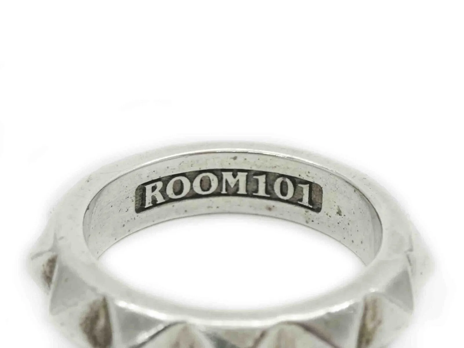 Room 101 Designer Men's Punk Band Spike Ring Sterling Silver 13.2 Grams Size 12