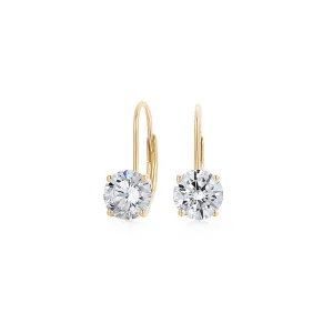 Round Brilliant drop earrings with 2 carats* of diamond simulants in 10 carat yellow gold