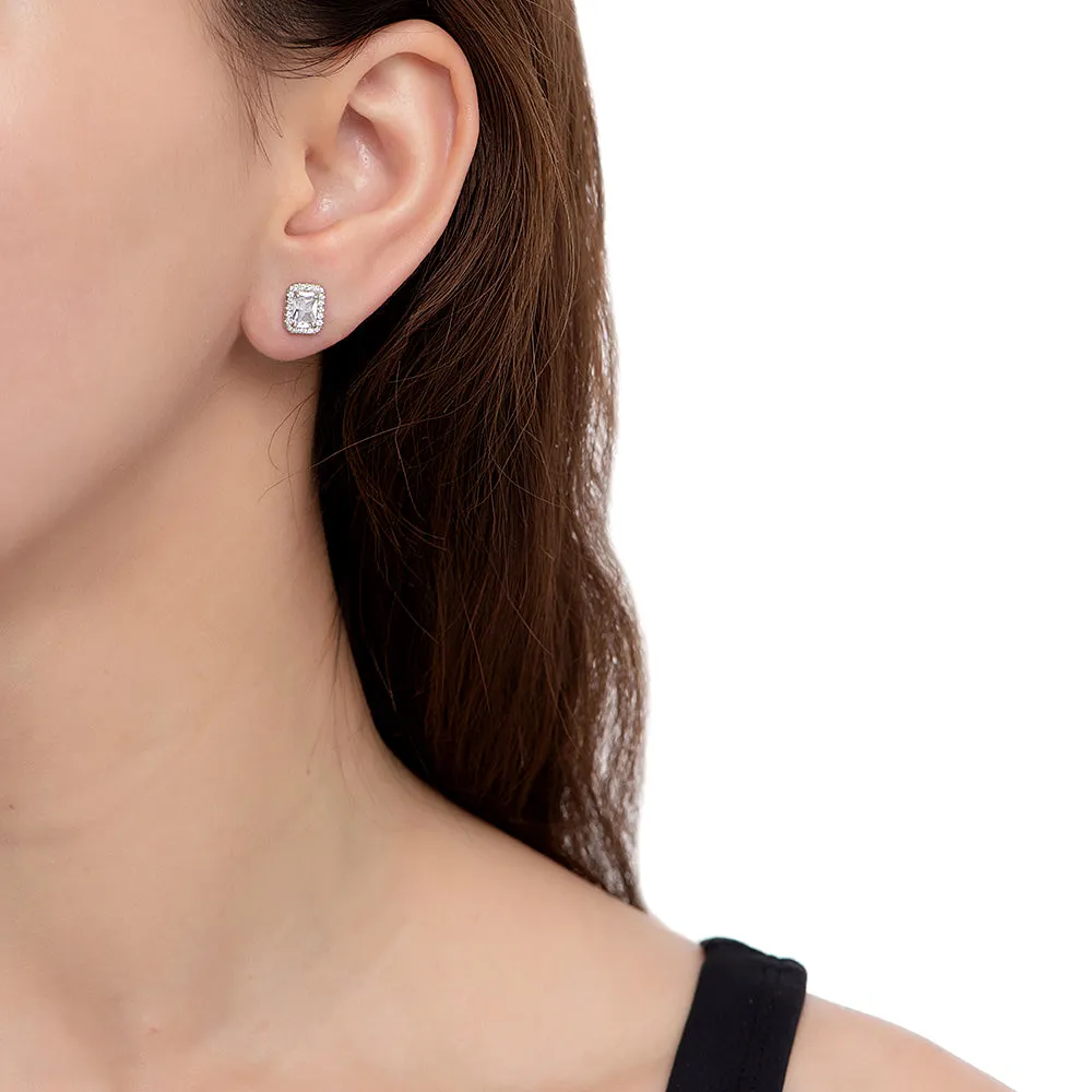 Ruby and CZ Stud Earrings