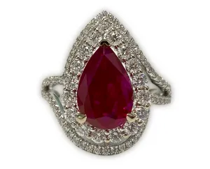 Ruby Pear Ring 2.95 Cts