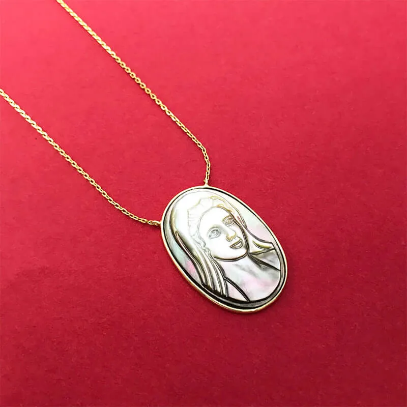 S925 Virgin Mary Natural Shell Virgencita Necklace
