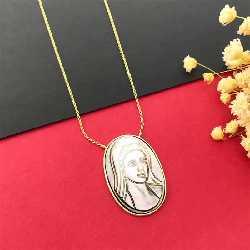 S925 Virgin Mary Natural Shell Virgencita Necklace