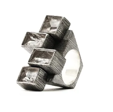 Sculptural Crystal Composition Ring