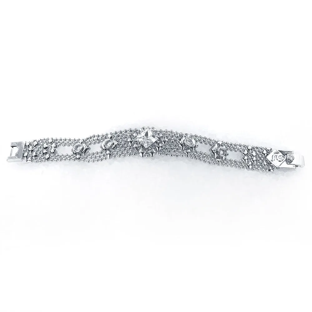 SG Liquid Metal ICB5-N Chrome Finish Bracelet with Zircons and Swarovski Crystal by Sergio Gutierrez