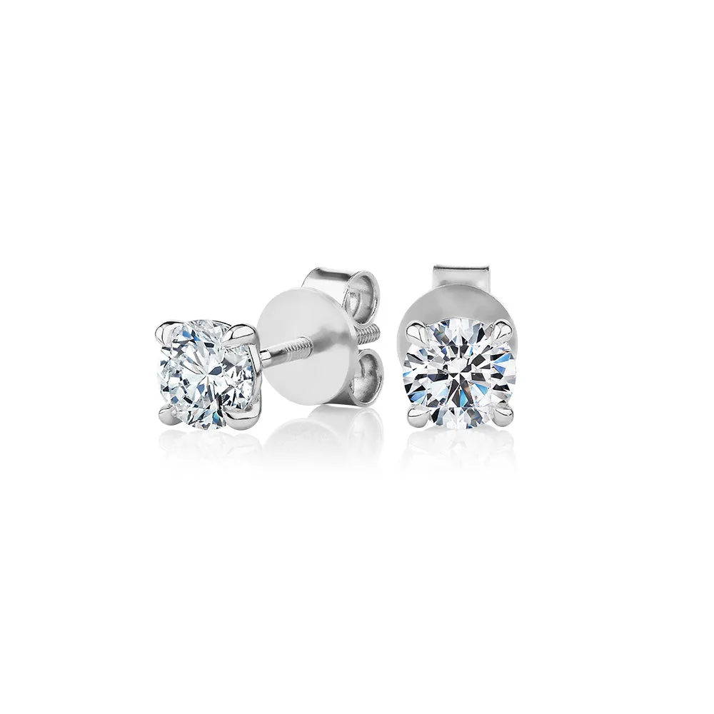 Signature Simulant Diamond 1.00 carat* TW round brilliant stud earrings in 14 carat white gold