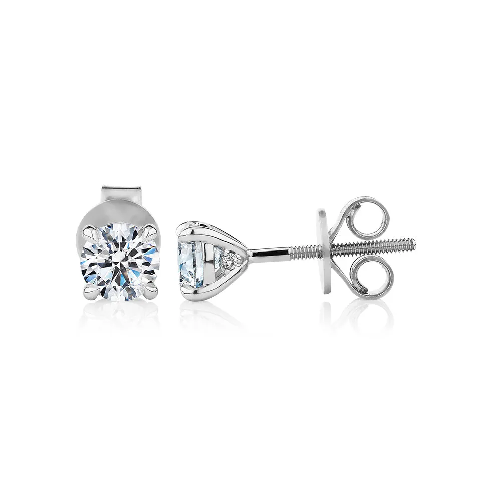 Signature Simulant Diamond 1.00 carat* TW round brilliant stud earrings in 14 carat white gold