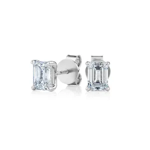 Signature Simulant Diamond 1.40 carat* TW emerald cut stud earrings in 14 carat white gold