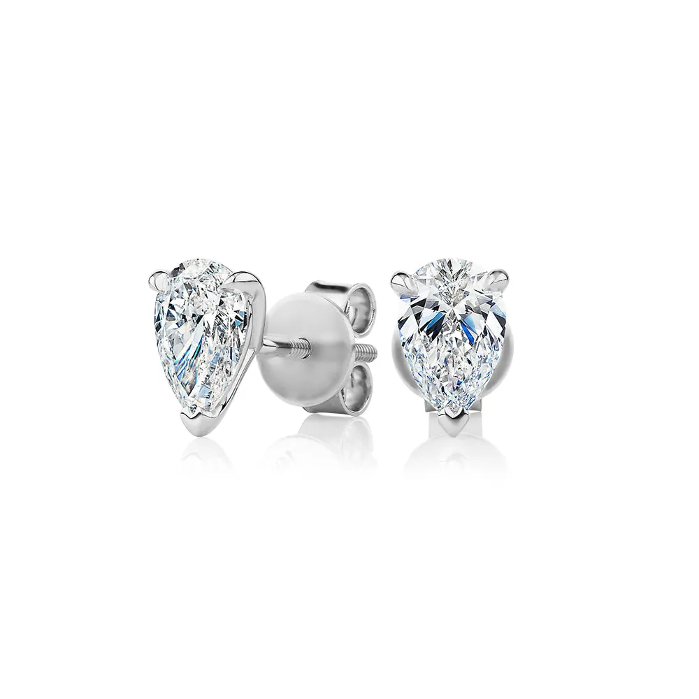 Signature Simulant Diamond 1.40 carat* TW pear stud earrings in 14 carat white gold