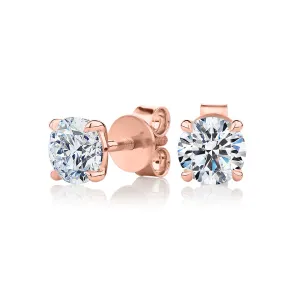 Signature Simulant Diamond 2.00 carat* TW round brilliant stud earrings in 14 carat rose gold