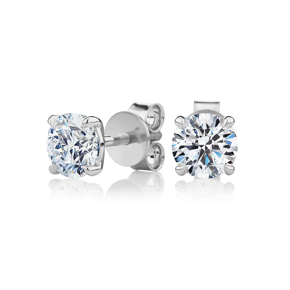 Signature Simulant Diamond 2.00 carat* TW round brilliant stud earrings in 14 carat white gold
