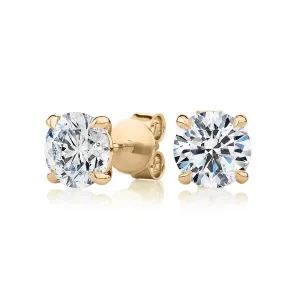 Signature Simulant Diamond 3.00 carat* TW round brilliant stud earrings in 14 carat yellow gold