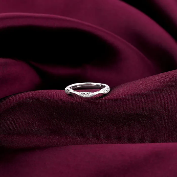 Silver Zircon Tune of Wave Ring