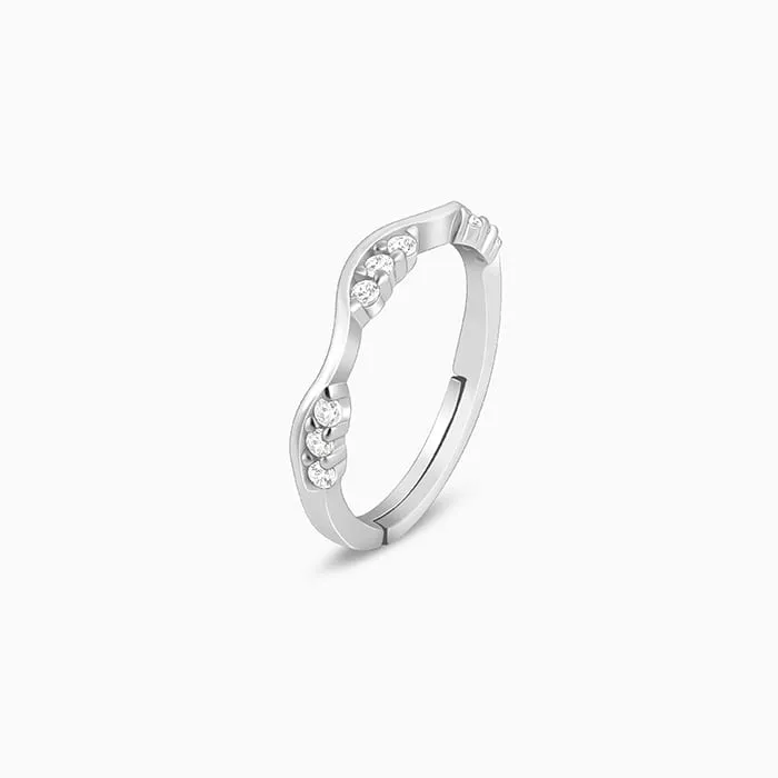 Silver Zircon Tune of Wave Ring