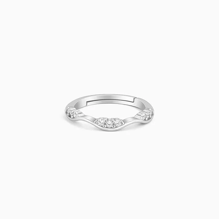Silver Zircon Tune of Wave Ring