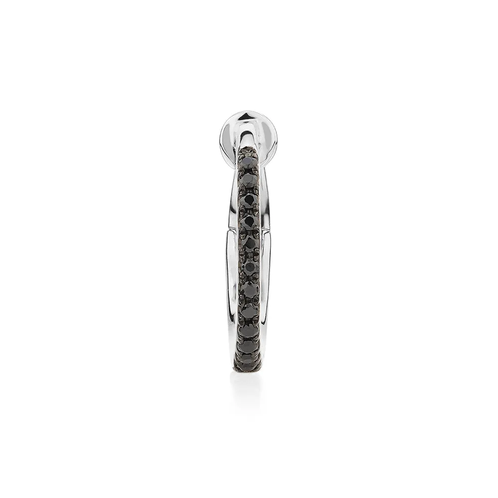 Single earring cuff with diamond simulants in 10 carat white gold and sterling silver