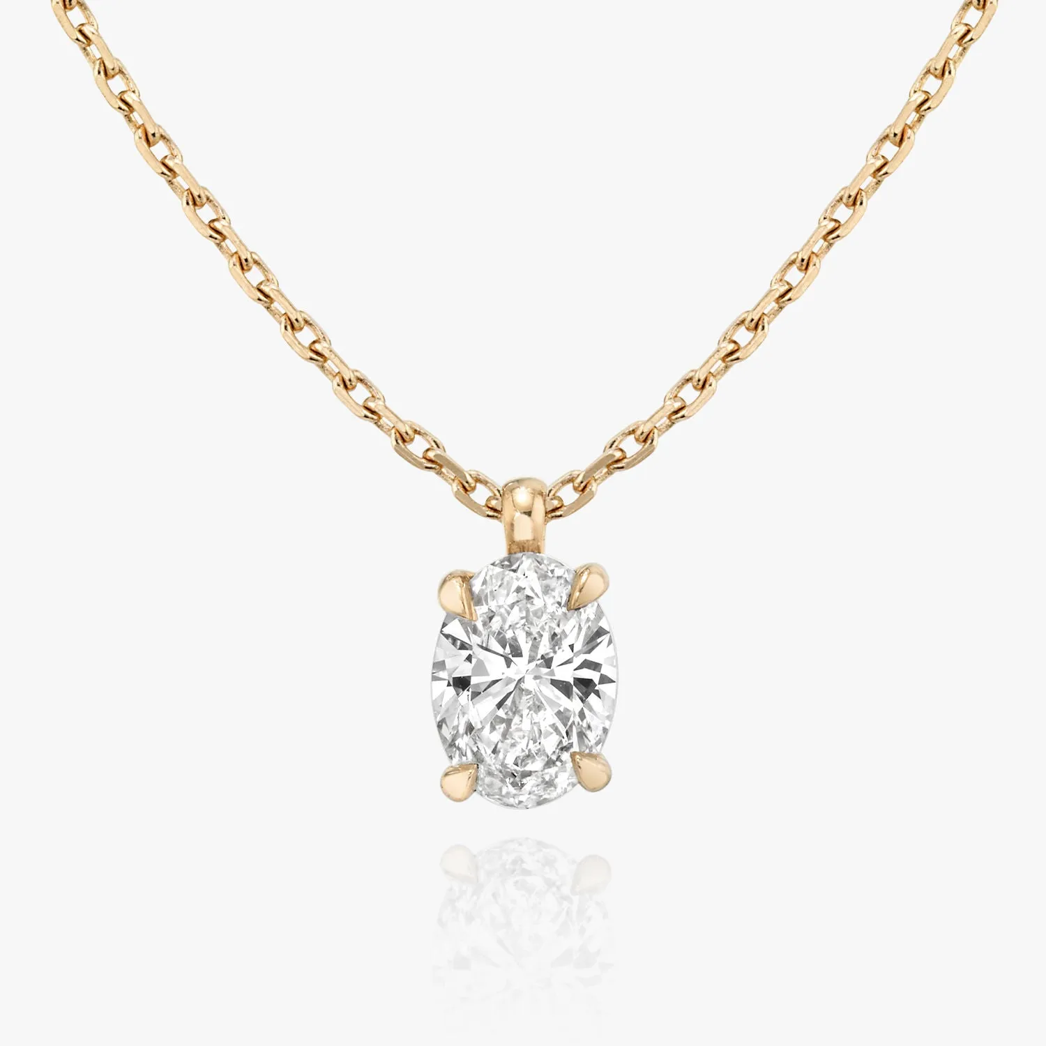 Solitaire Oval 14K Rosegold Necklace w. Lab-Grown Diamond